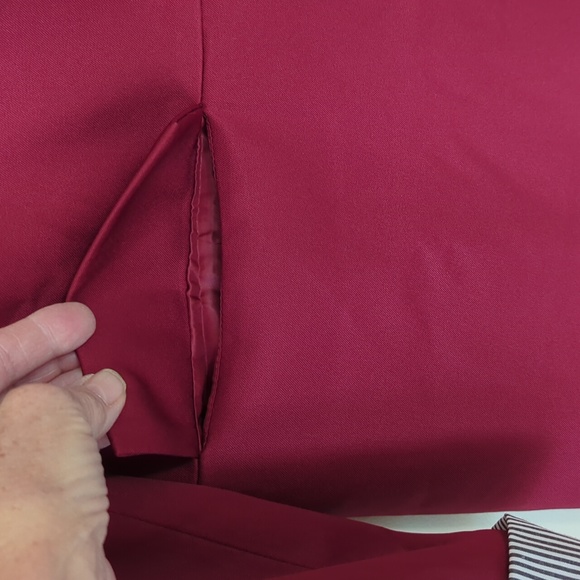 NWT Genhoo Roll Up Cuff Single Button Blazer LARGE Red Striped Cuffs - Picture 5 of 16